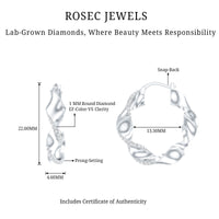 Lab Grown Diamond Twisted Hoop Earrings with Snap Back