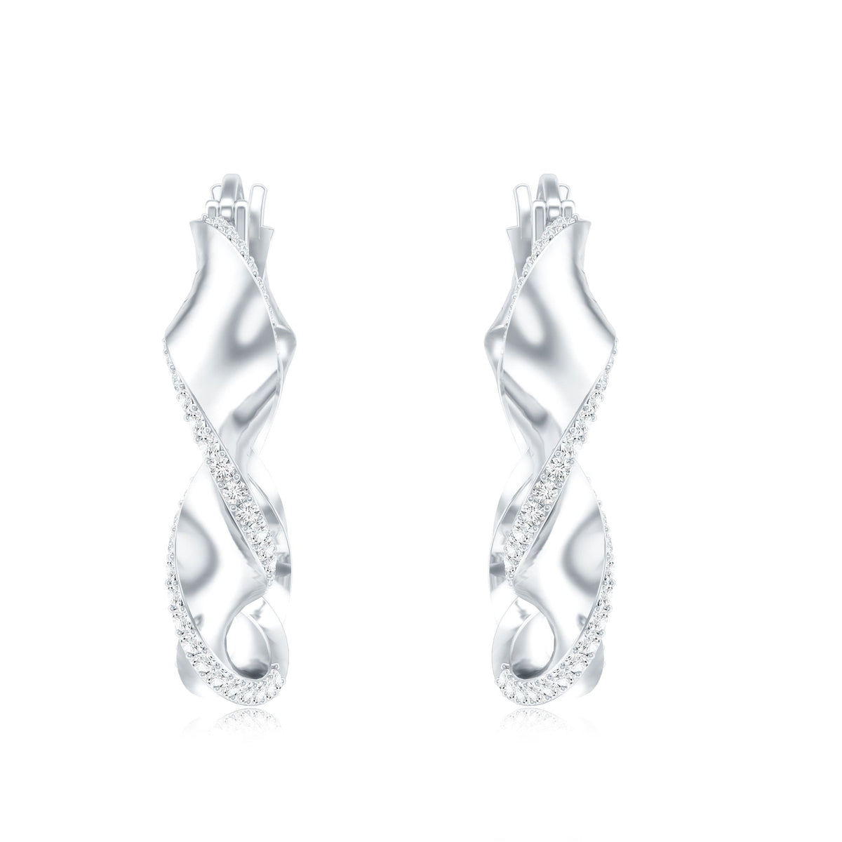 Lab Grown Diamond Twisted Hoop Earrings with Snap Back