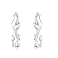Lab Grown Diamond Twisted Hoop Earrings with Snap Back