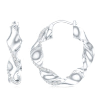 Lab Grown Diamond Twisted Hoop Earrings with Snap Back