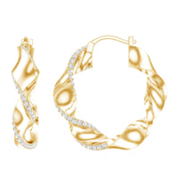 Lab Grown Diamond Twisted Hoop Earrings with Snap Back