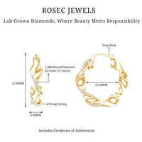 Lab Grown Diamond Twisted Hoop Earrings with Snap Back