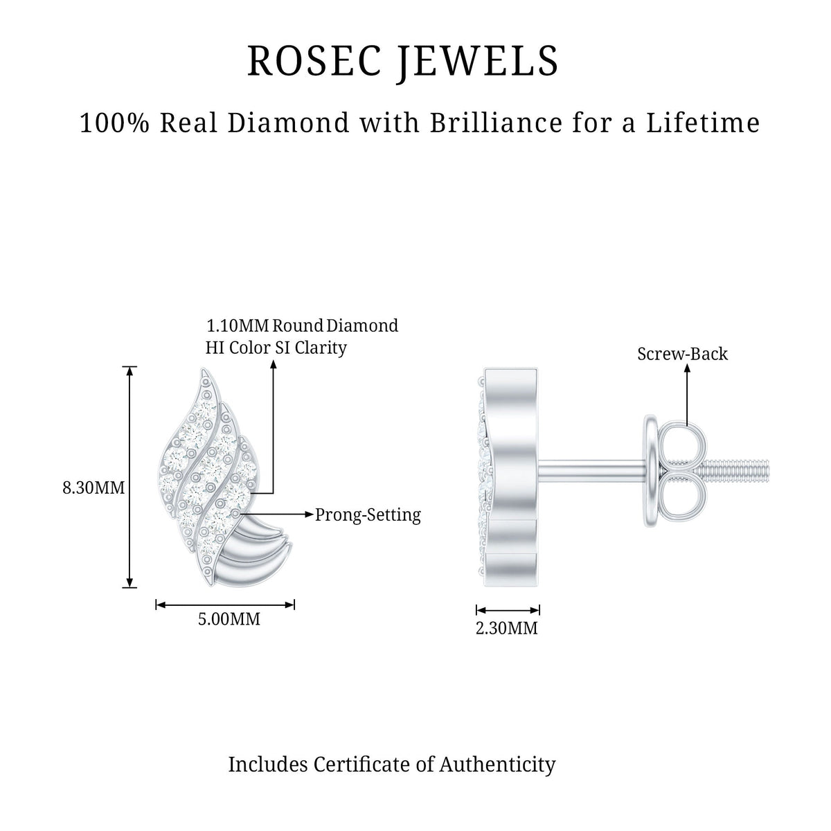Contemporary Diamond Stud Earrings with Certificate