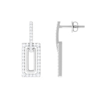 1 CT Certified Moissanite Minimal Rectangle Shape Dangle Earrings