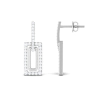 1 CT Certified Moissanite Minimal Rectangle Shape Dangle Earrings