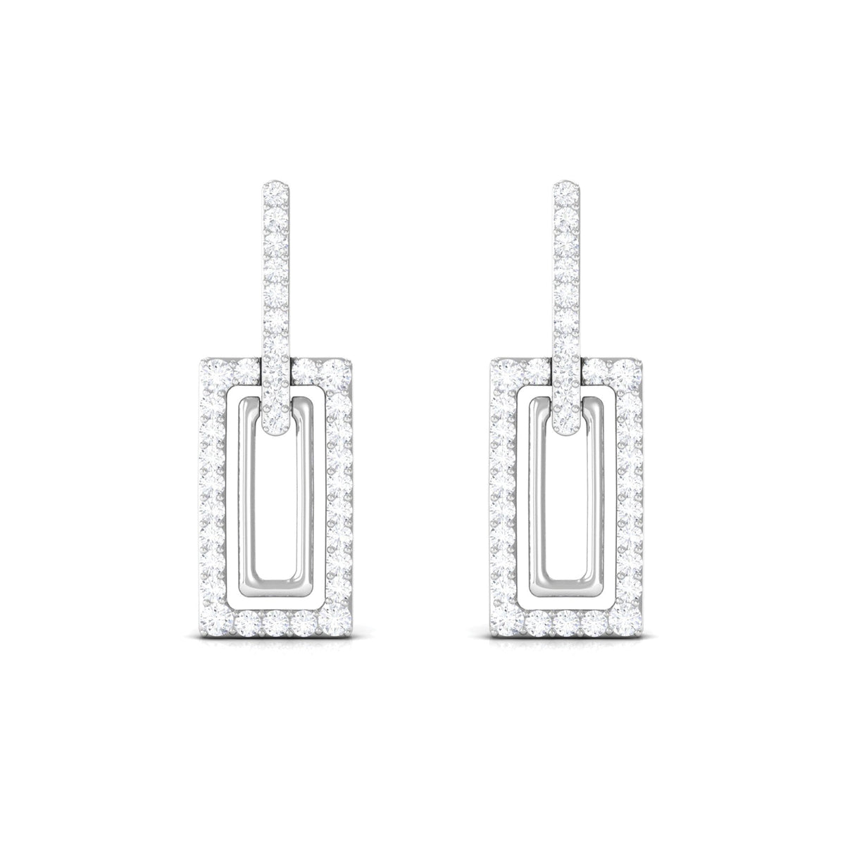 1 CT Certified Moissanite Minimal Rectangle Shape Dangle Earrings