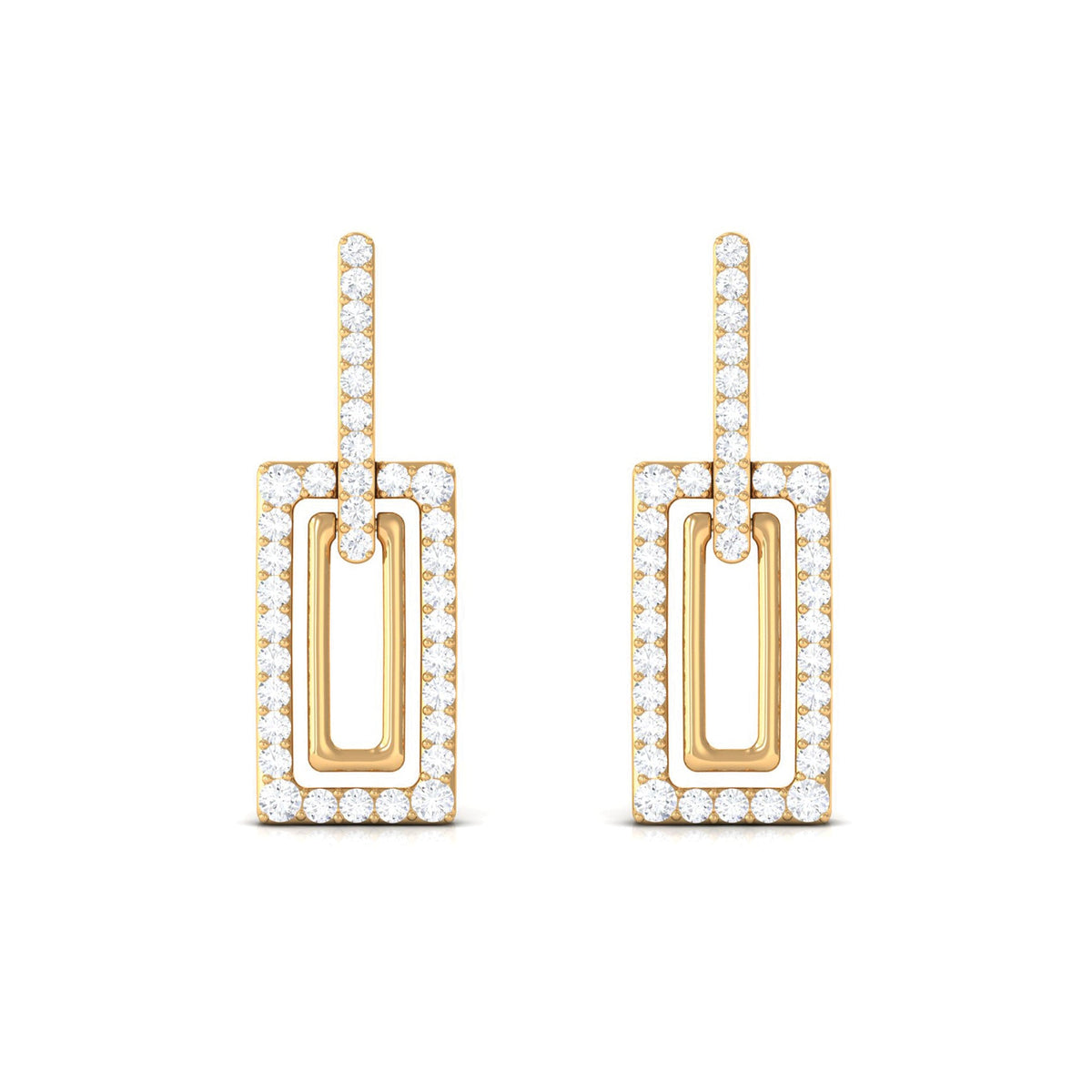 1 CT Certified Moissanite Minimal Rectangle Shape Dangle Earrings