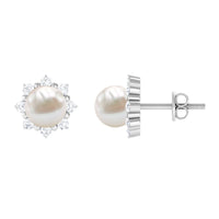Freshwater Cultured Pearl Earrings with Diamond