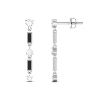 0.50 CT Moissanite Dangle Earrings with Black Enamel