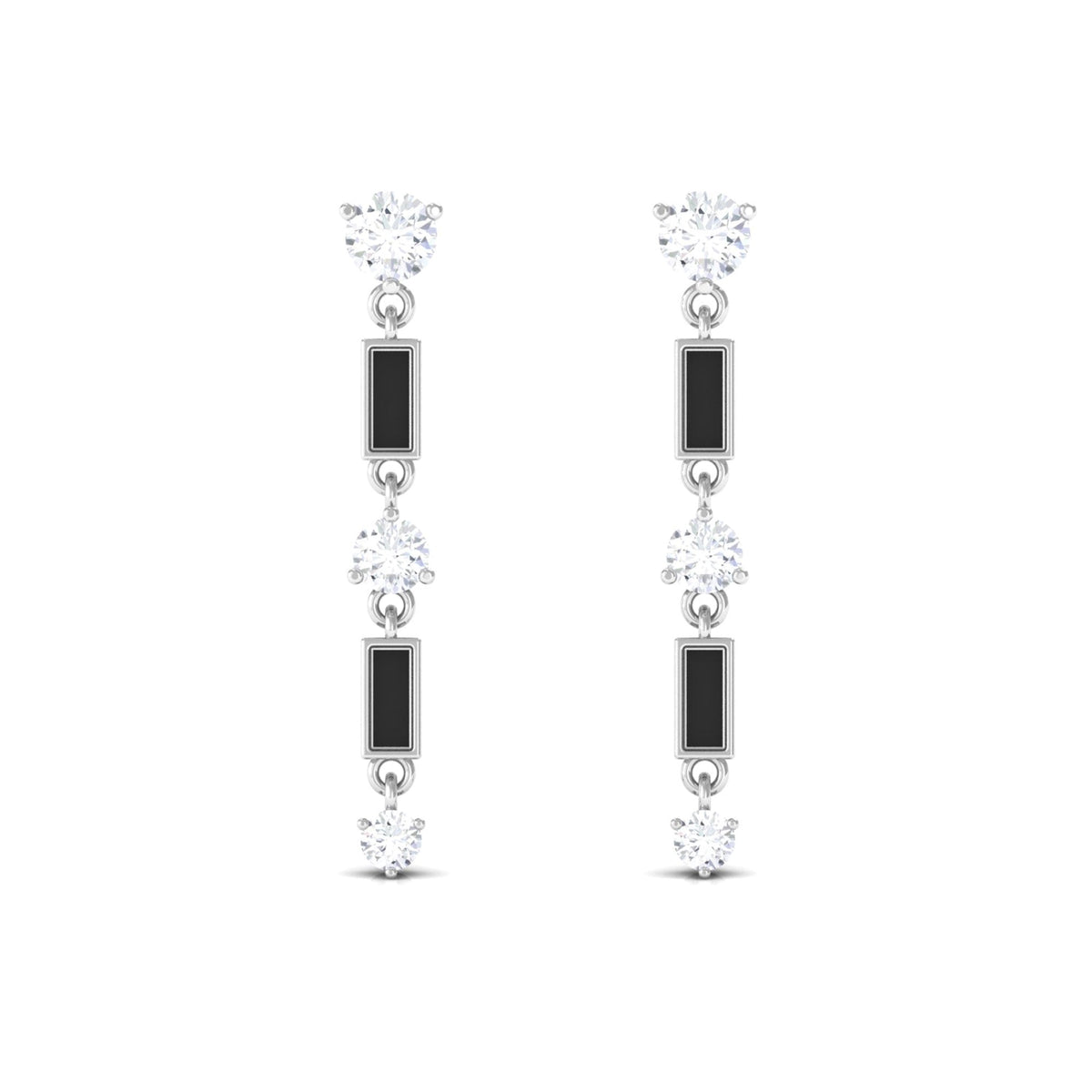 0.50 CT Moissanite Dangle Earrings with Black Enamel
