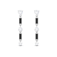 0.50 CT Moissanite Dangle Earrings with Black Enamel