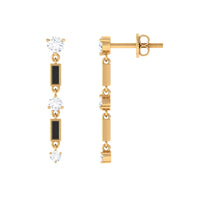 0.50 CT Moissanite Dangle Earrings with Black Enamel