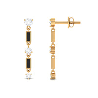 0.50 CT Moissanite Dangle Earrings with Black Enamel
