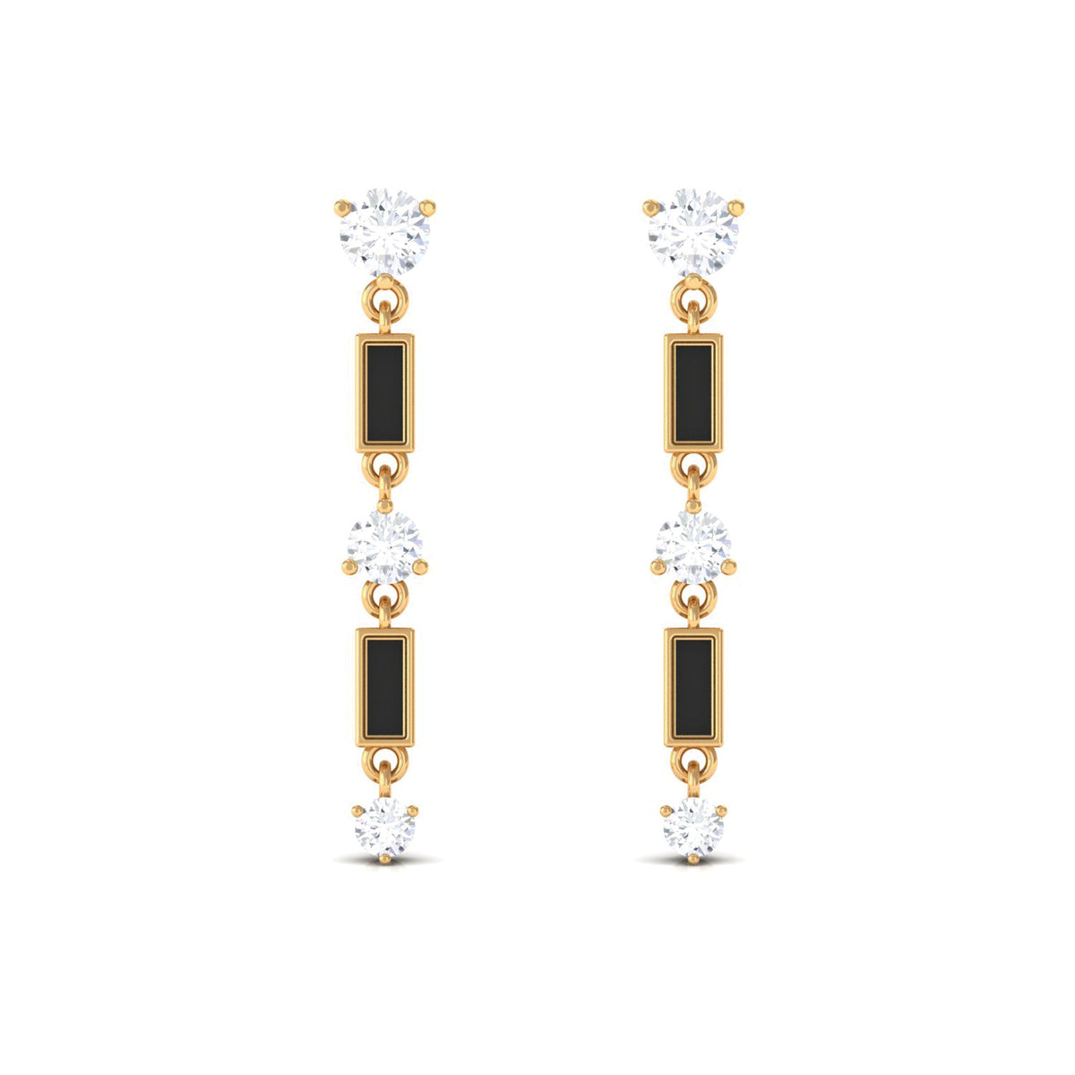 0.50 CT Moissanite Dangle Earrings with Black Enamel