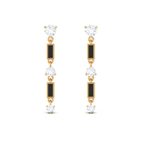 0.50 CT Moissanite Dangle Earrings with Black Enamel