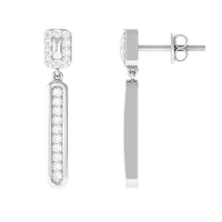 Certified Moissanite Bar Dangle Earrings for Women