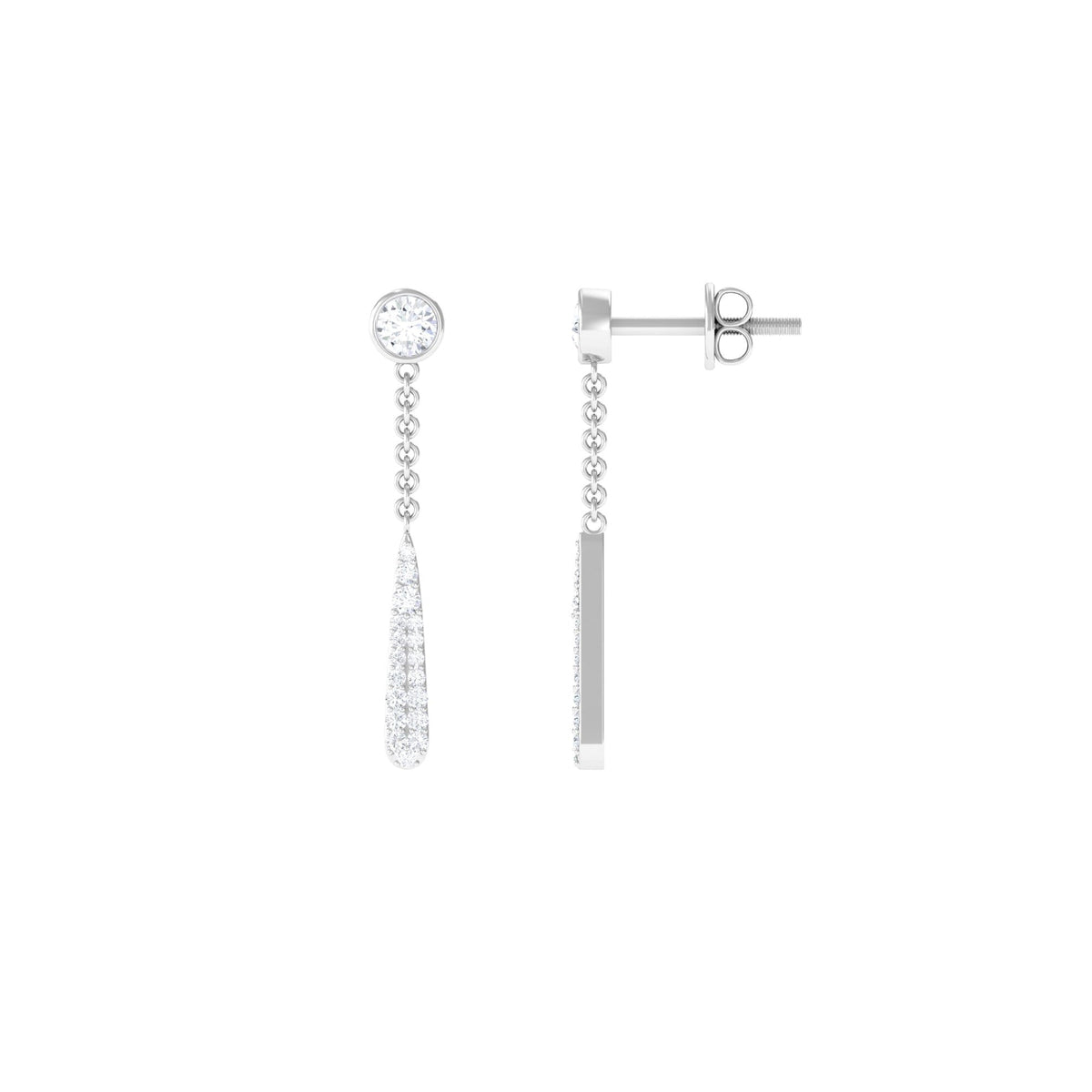 0.50 CT Certified Moissanite Chain Dangle Earrings
