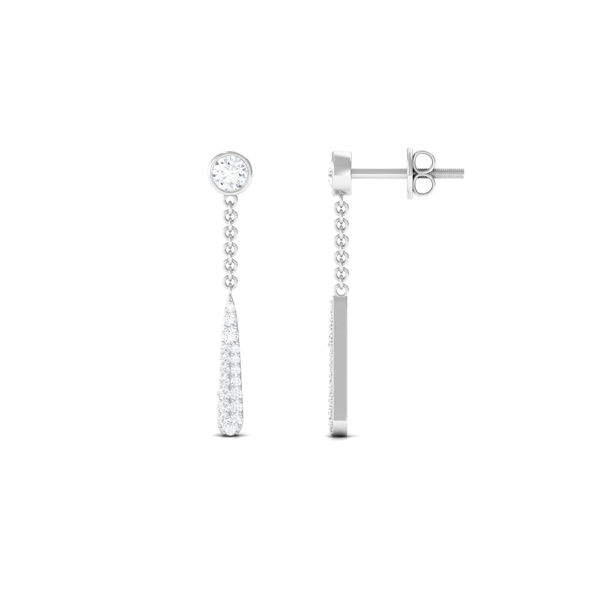 0.50 CT Certified Moissanite Chain Dangle Earrings