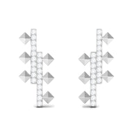 1/2 CT Pave Moissanite Bar Art Deco Stud Earrings
