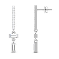 Certified Moissanite Dangle Drop Earrings with Screw Back