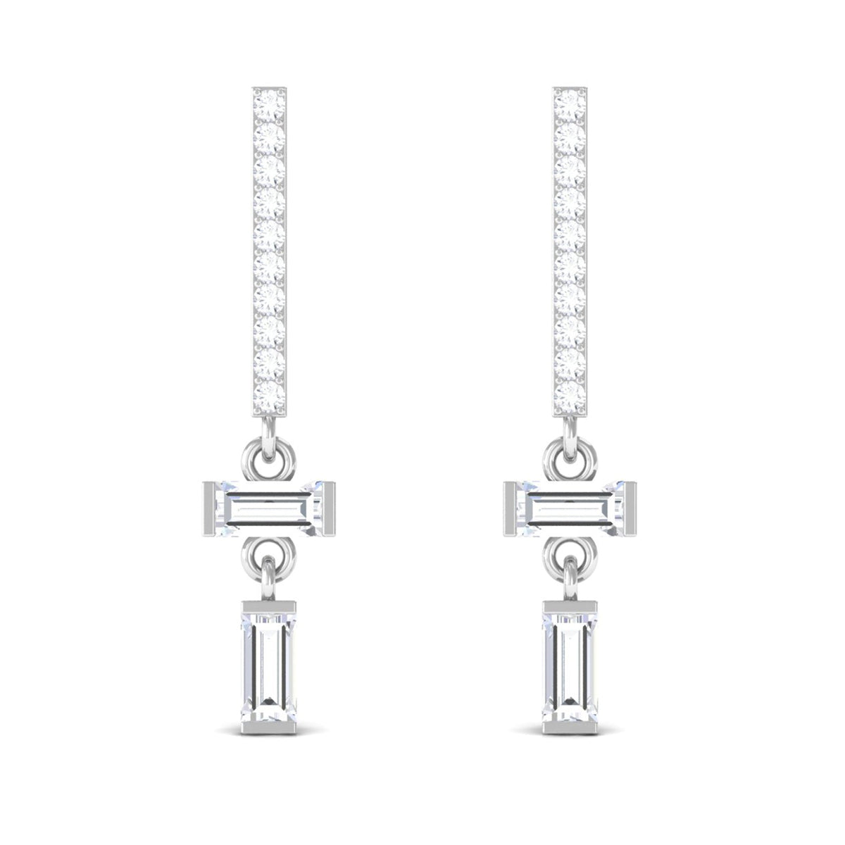 Certified Moissanite Dangle Drop Earrings with Screw Back