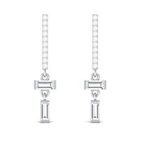 Certified Moissanite Dangle Drop Earrings with Screw Back