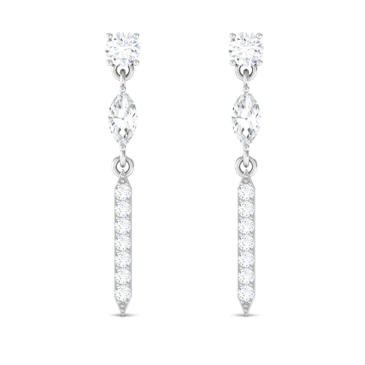 1 CT Moissanite Minimal Dangle Earrings with Screw Back