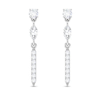 1 CT Moissanite Minimal Dangle Earrings with Screw Back