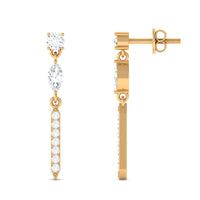 1 CT Moissanite Minimal Dangle Earrings with Screw Back