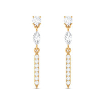 1 CT Moissanite Minimal Dangle Earrings with Screw Back