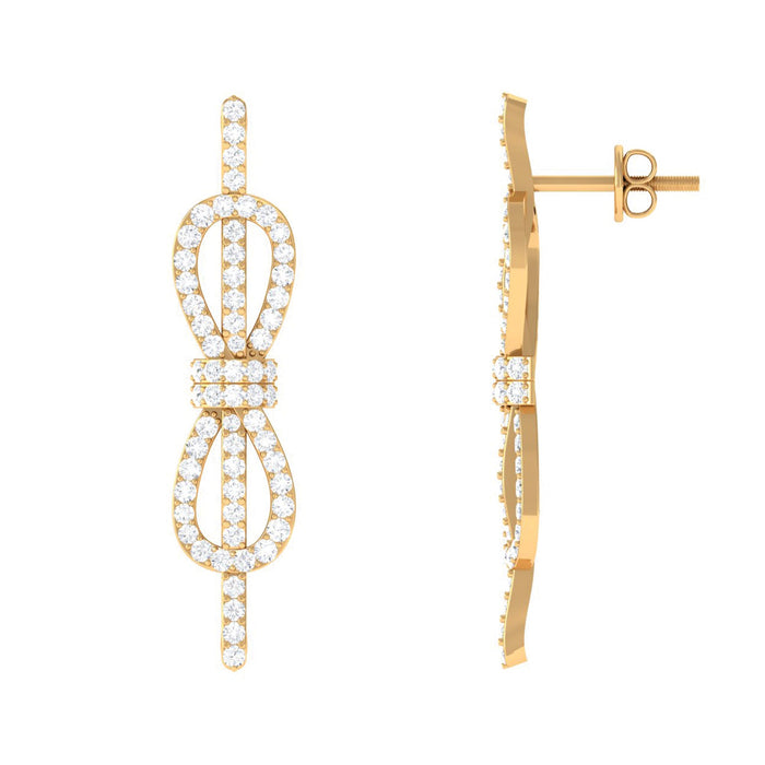 Certified Moissanite infinity knot earrings for women by Rosec Jewels, featuring elegant design and sparkling gemstones.