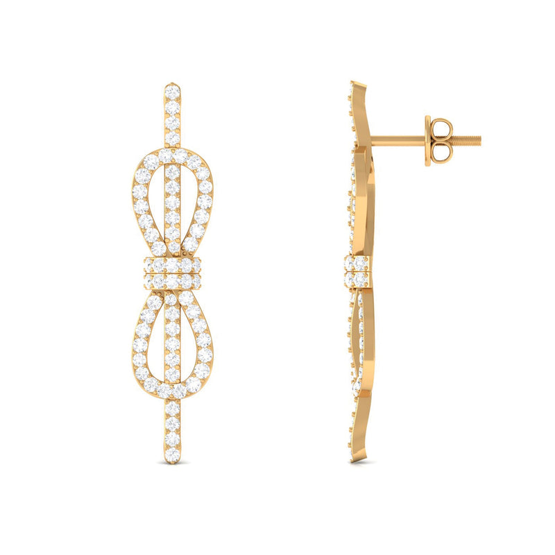 Certified Moissanite infinity knot earrings for women by Rosec Jewels featuring sparkling moissanite stones on elegant earrings