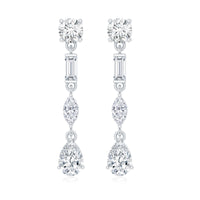 Certified Moissanite Wedding Dangle Earrings For Bride