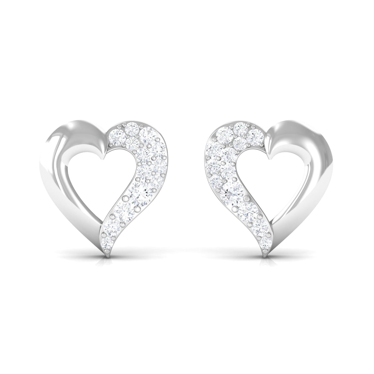 Certified Moissanite Heart Stud Earrings For Her