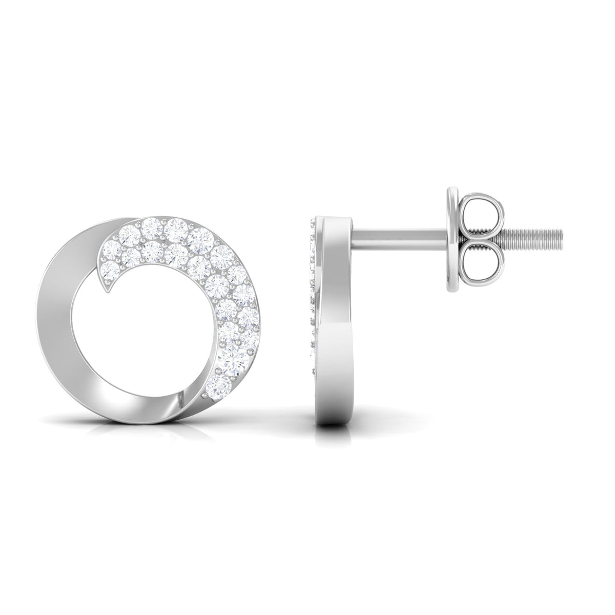 Certified Moissanite Circle Earrings with Screw Back