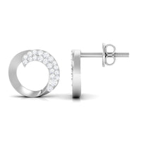 Certified Moissanite Circle Earrings with Screw Back