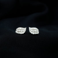 1/4 CT Certified Moissanite Leaf Stud Earrings in Pave Setting
