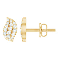 1/4 CT Certified Moissanite Leaf Stud Earrings in Pave Setting