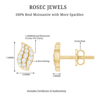 1/4 CT Certified Moissanite Leaf Stud Earrings in Pave Setting