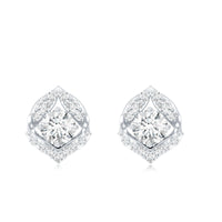 1 CT Moissanite Petal Stud Earrings with Screw Back