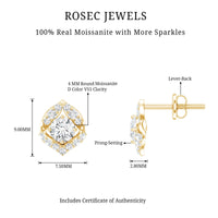 1 CT Moissanite Petal Stud Earrings with Screw Back
