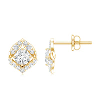 1 CT Moissanite Petal Stud Earrings with Screw Back