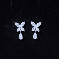 Marquise and Pear Cut Moissanite Flower Drop Earrings
