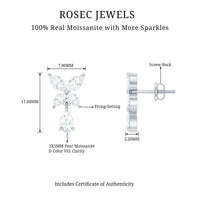 Marquise and Pear Cut Moissanite Flower Drop Earrings