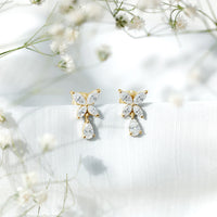 Marquise and Pear Cut Moissanite Flower Drop Earrings