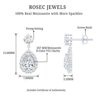 2.50 CT Moissanite Bridal Dangle Earrings in Prong Setting