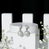 2.50 CT Moissanite Teardrop Bridal Earrings in Silver