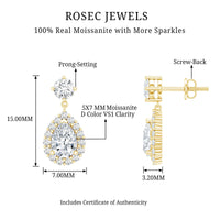 2.50 CT Moissanite Bridal Dangle Earrings in Prong Setting