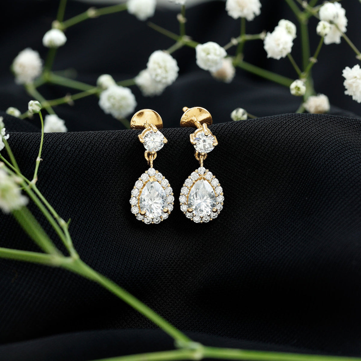 2.50 CT Moissanite Bridal Dangle Earrings in Prong Setting