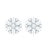 Certified Moissanite Flower Stud Earrings with Screw Back